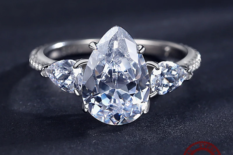Elegant Pear Cut Zirconia Ring