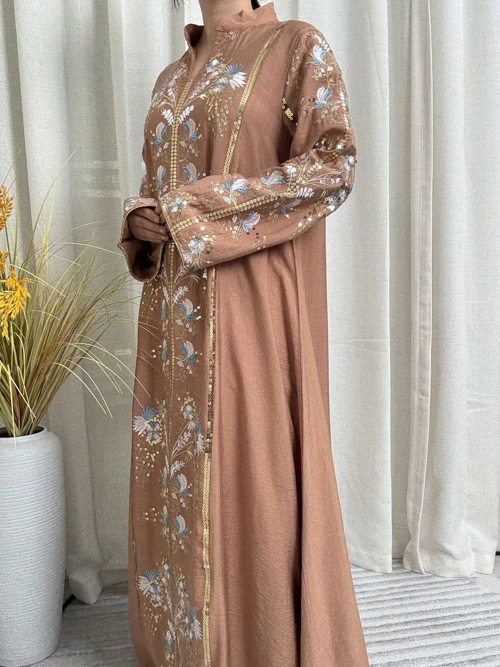 Floral Embroidery Muslim Abaya