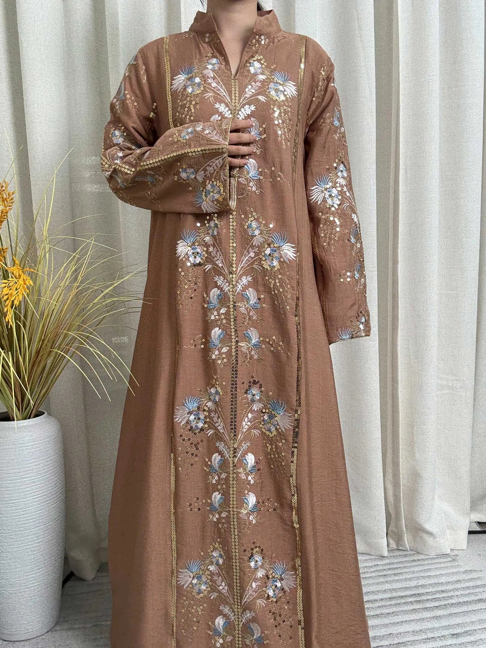 Floral Embroidery Muslim Abaya