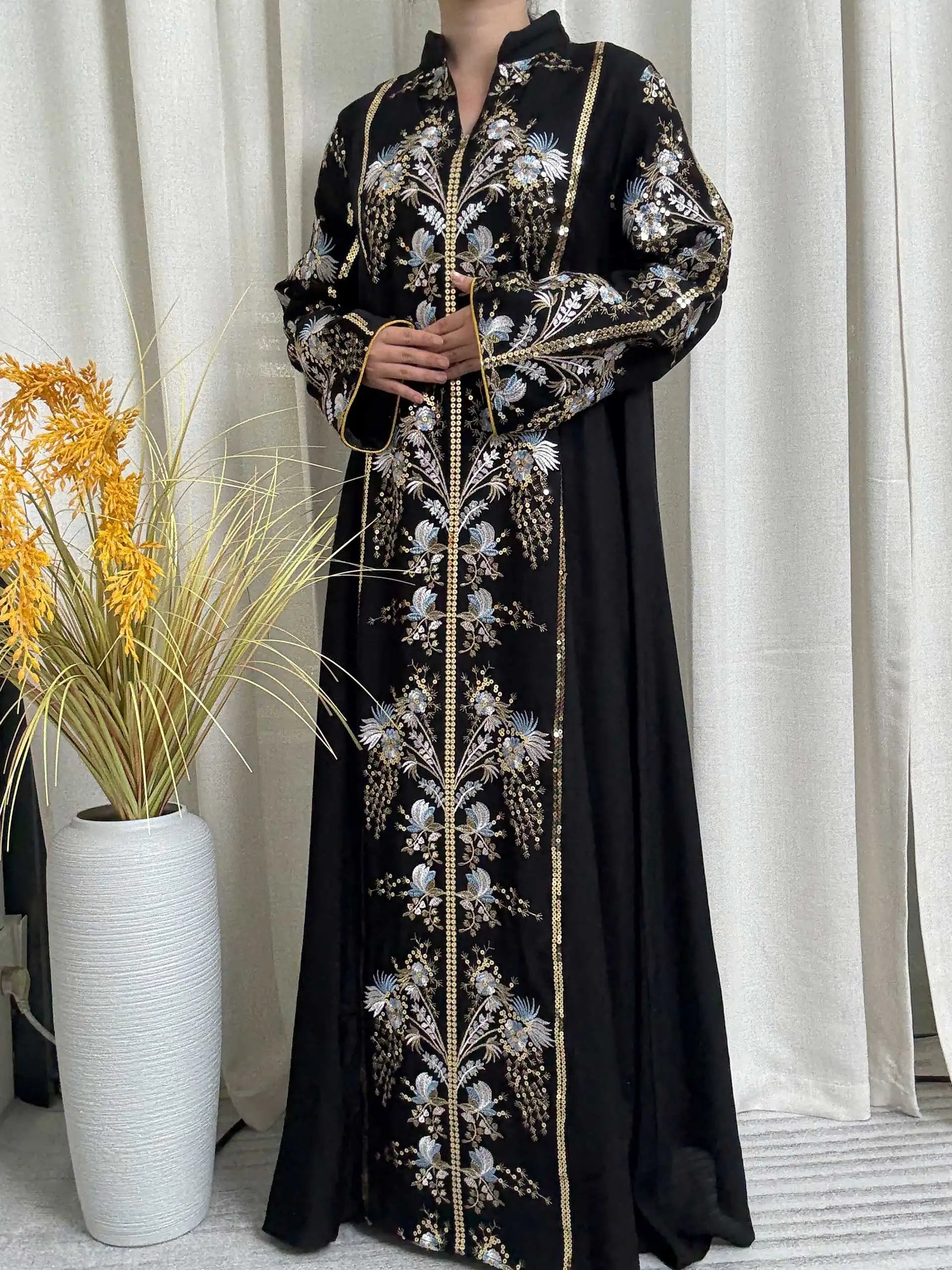 Floral Embroidery Muslim Abaya