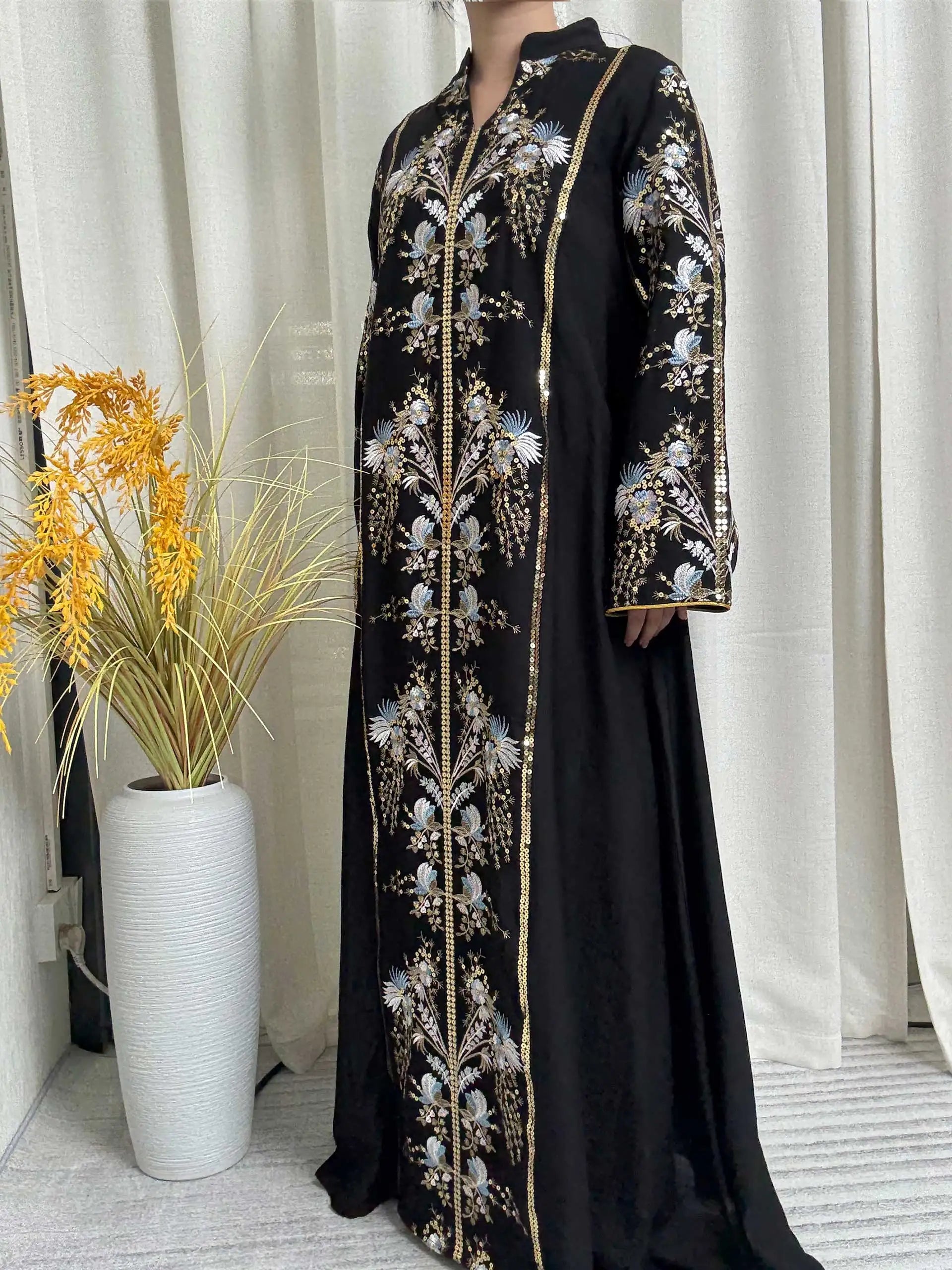 Floral Embroidery Muslim Abaya