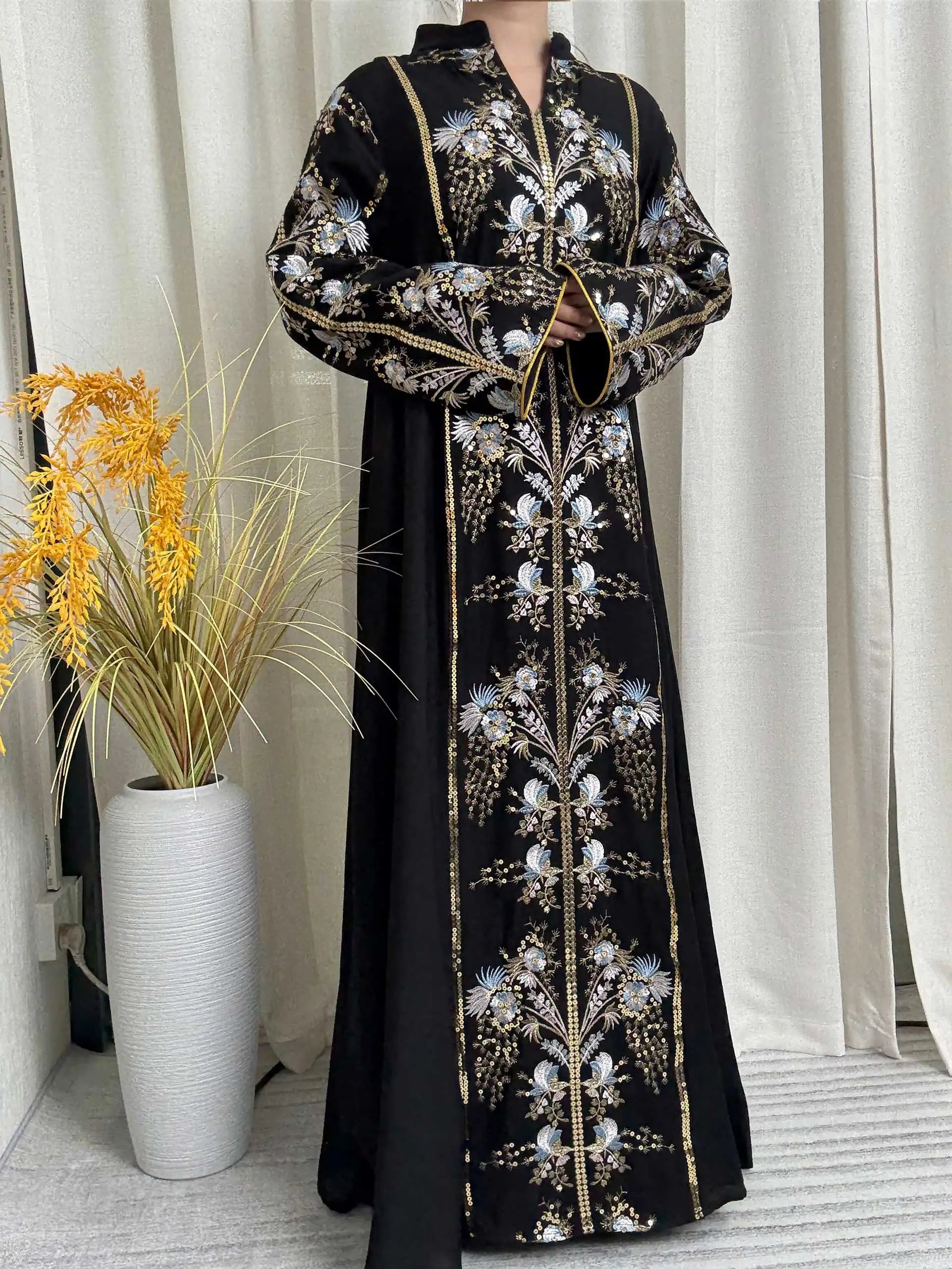 Floral Embroidery Muslim Abaya