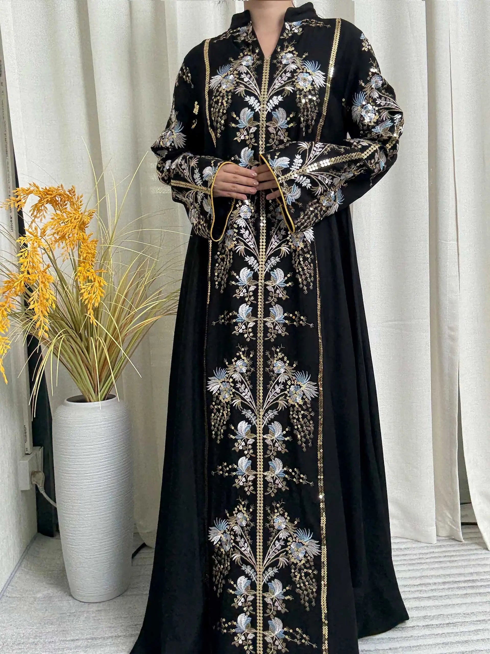 Floral Embroidery Muslim Abaya