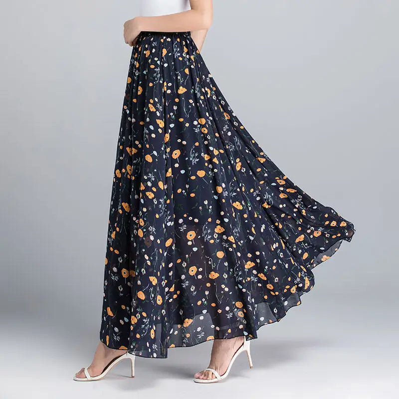 Elegant High-Waist Long Skirt
