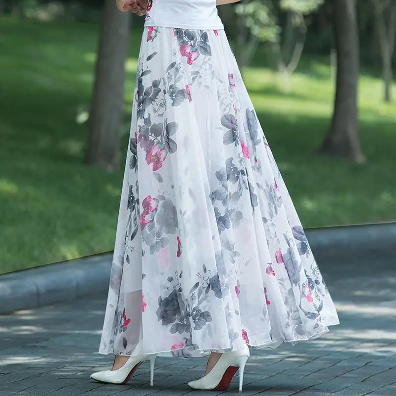 Elegant High-Waist Long Skirt