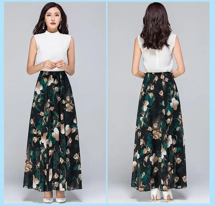Elegant High-Waist Long Skirt