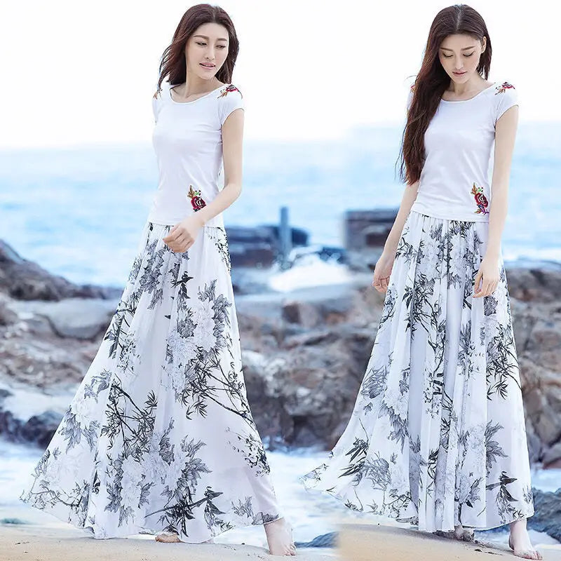 Elegant High-Waist Long Skirt