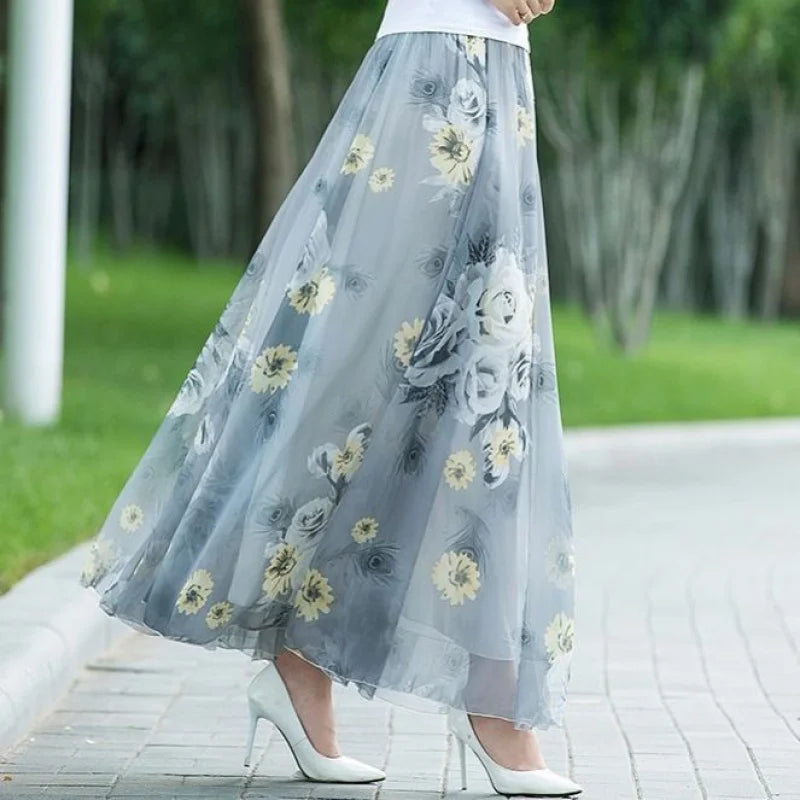 Elegant High-Waist Long Skirt