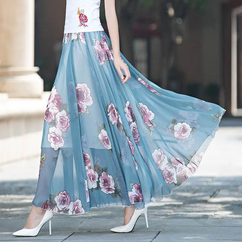 Elegant High-Waist Long Skirt