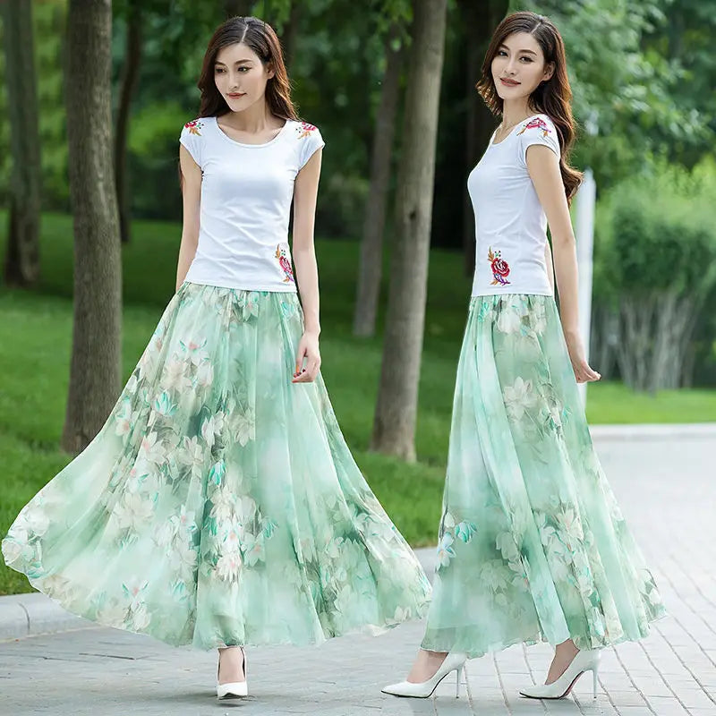 Elegant High-Waist Long Skirt