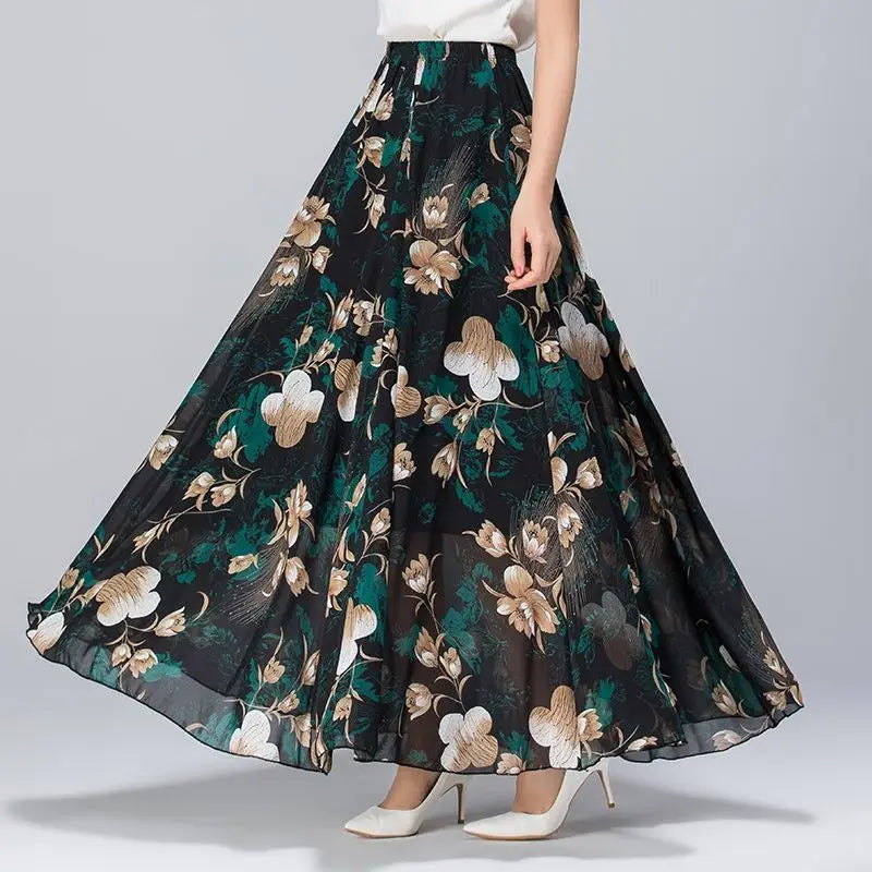 Elegant High-Waist Long Skirt