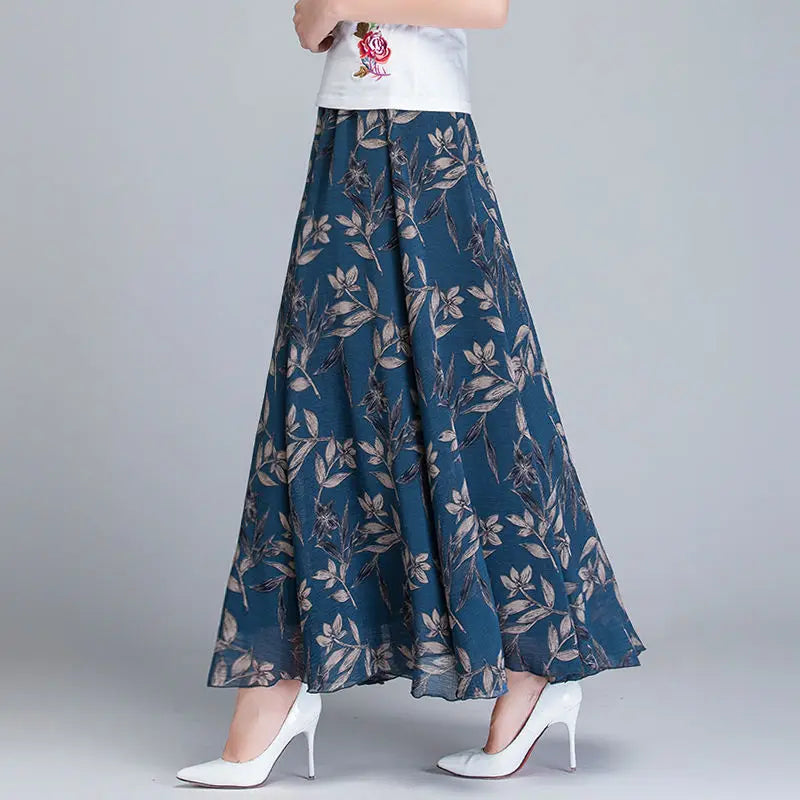 Elegant High-Waist Long Skirt