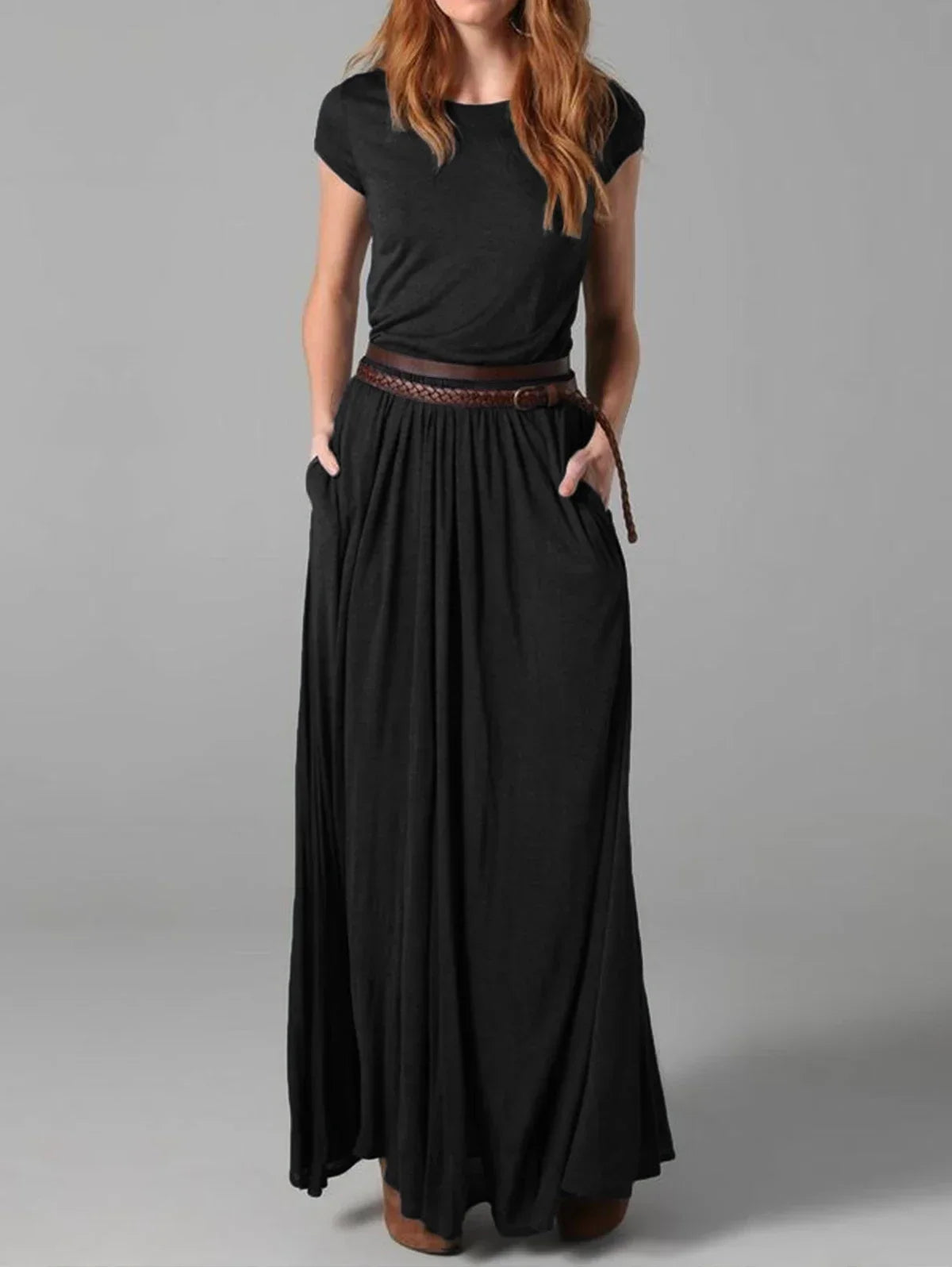 Casual Ruched Pocket Dress