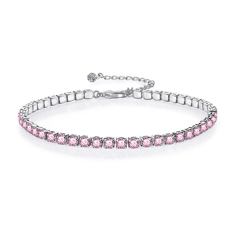 Pink Cubic Zirconia Tennis Bracelet