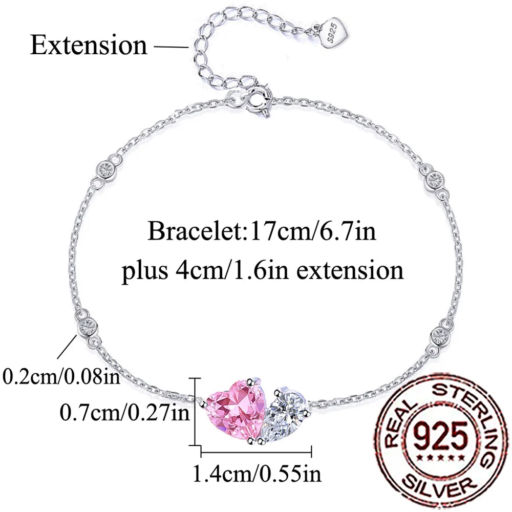 Pink Cubic Zirconia Heart Bracelet