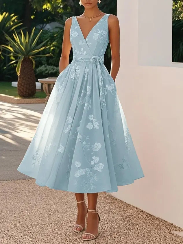 Chic Pleated A-Line Maxi Dress