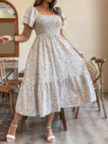 Romantic Floral Print Maxi Dress