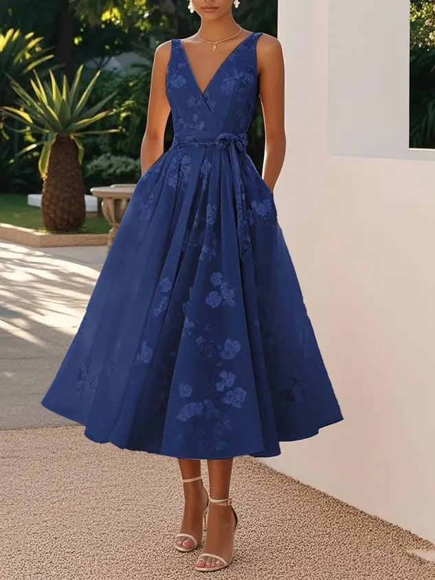 Chic Pleated A-Line Maxi Dress