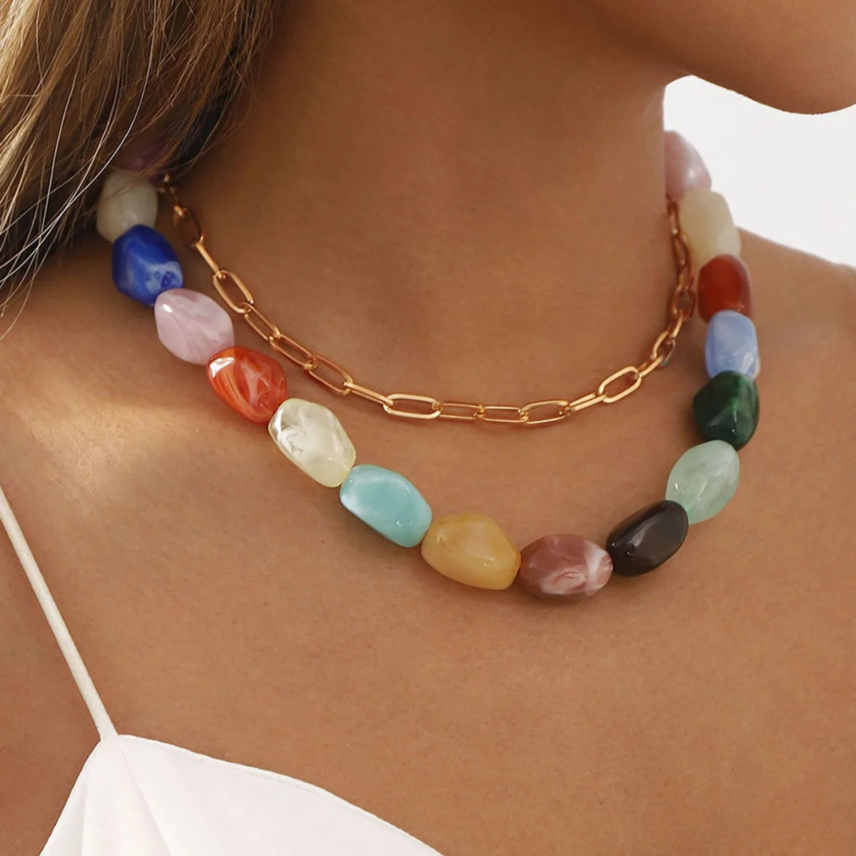 Colorful Gem Bead Necklace