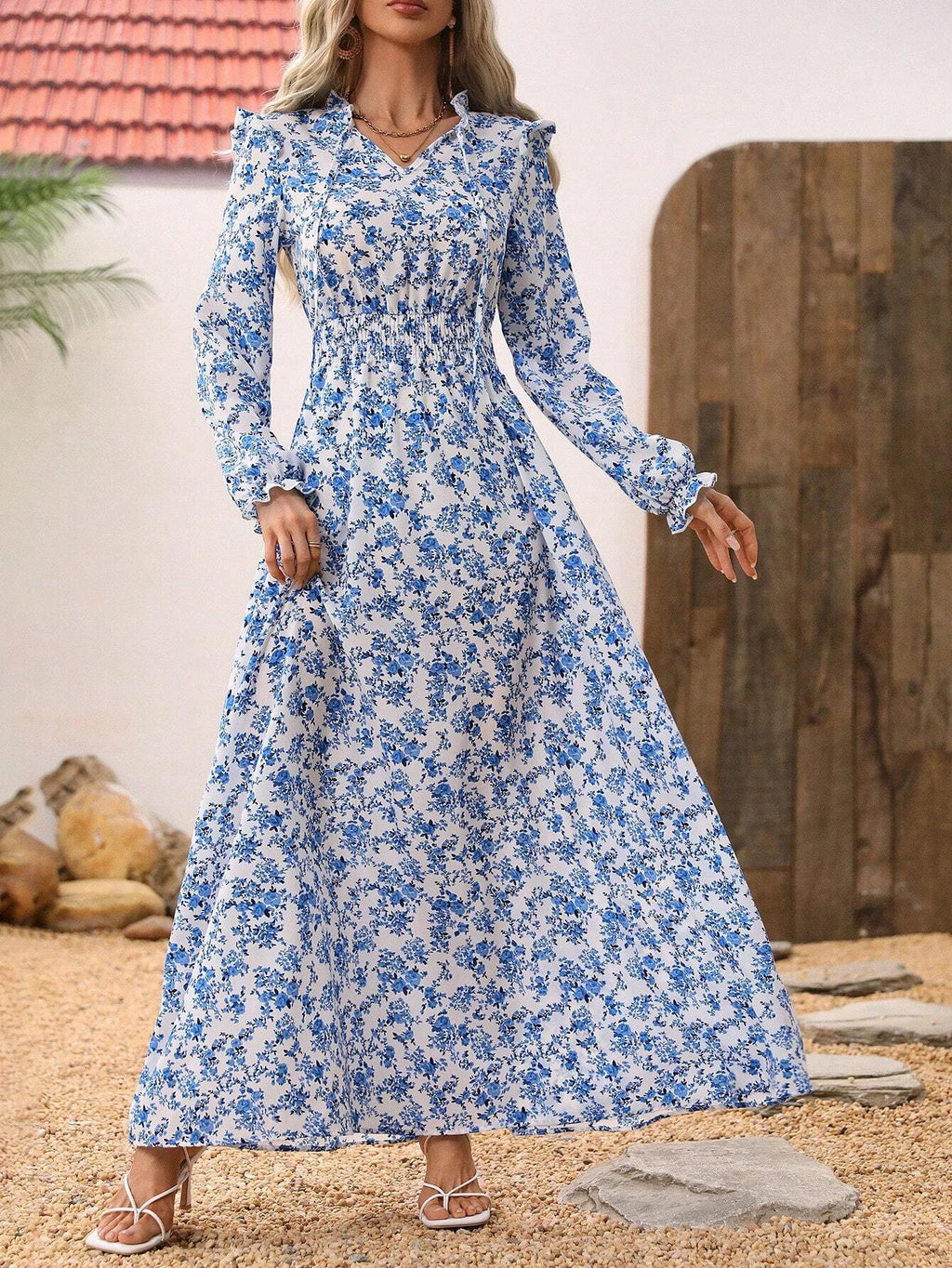 Floral Print Vacation Maxi Dress
