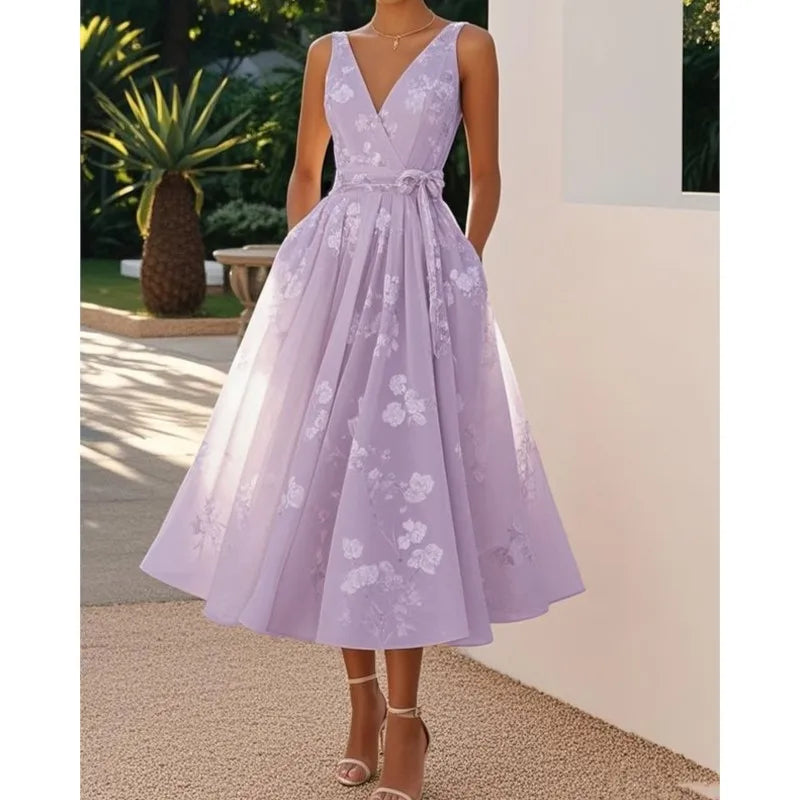 Chic Pleated A-Line Maxi Dress
