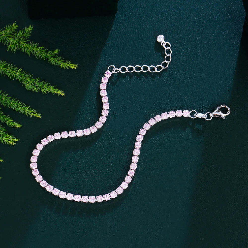 Pink Cubic Zirconia Tennis Bracelet