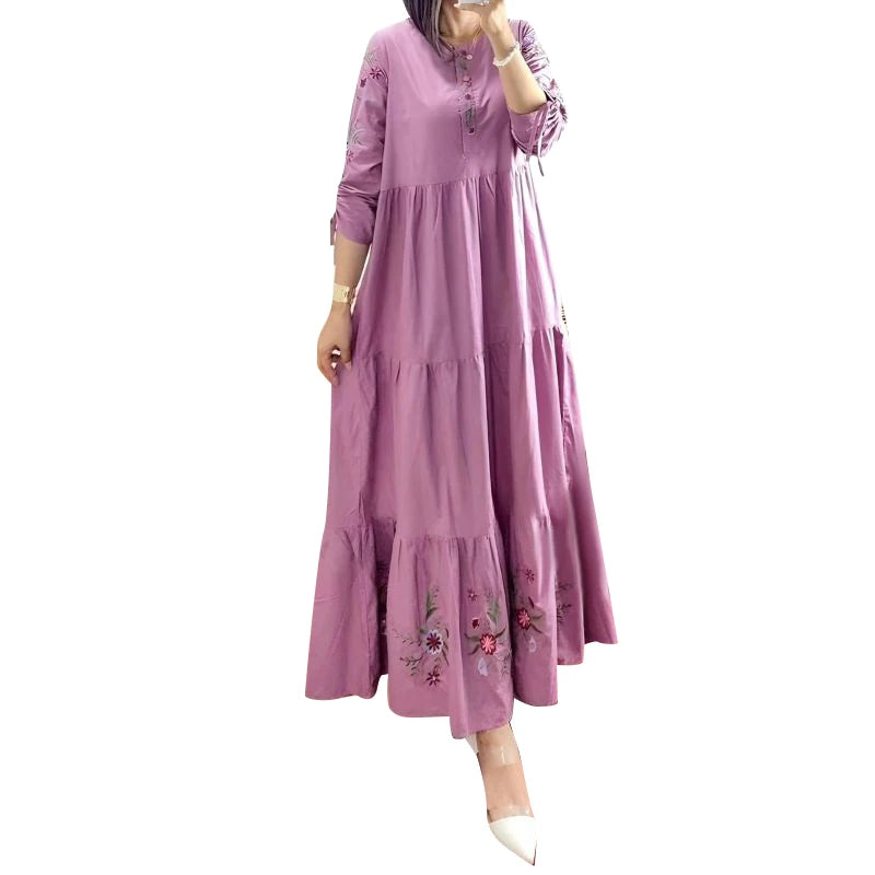 Women's Floral Abaya-Inspired Maxi Dress