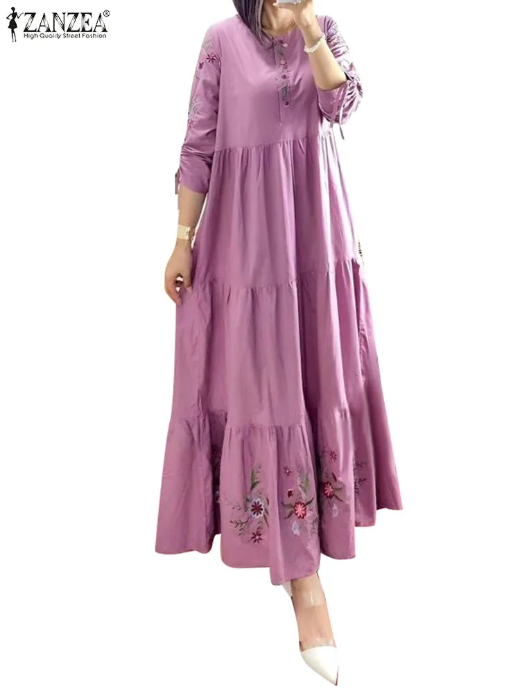 Women's Floral Abaya-Inspired Maxi Dress