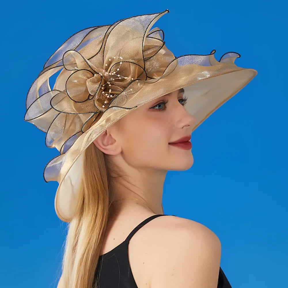 Solid Color Flowers Women Derby Hat