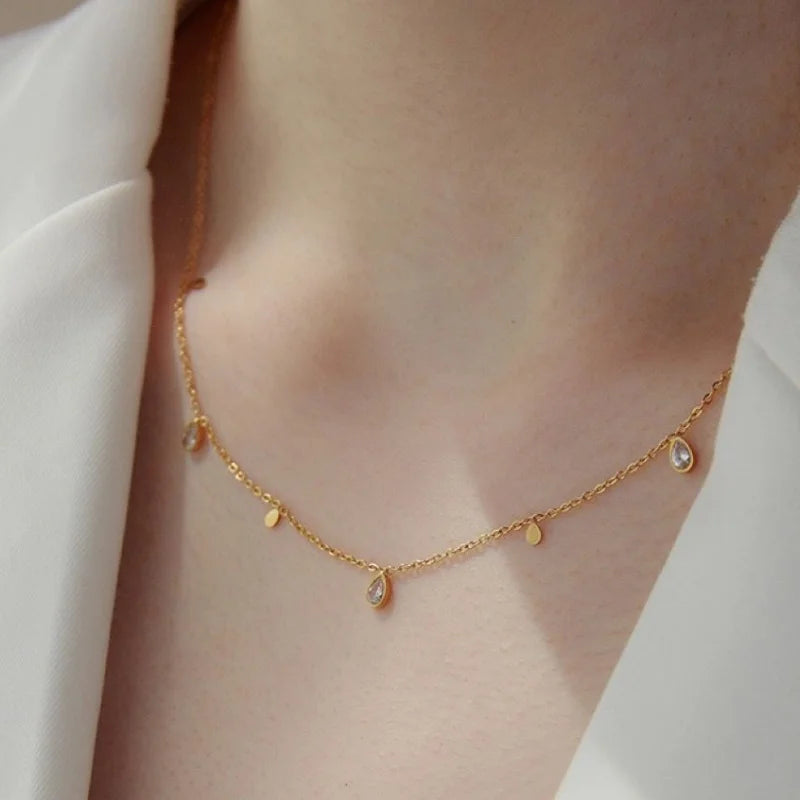 Stainless Steel Zircon Necklace