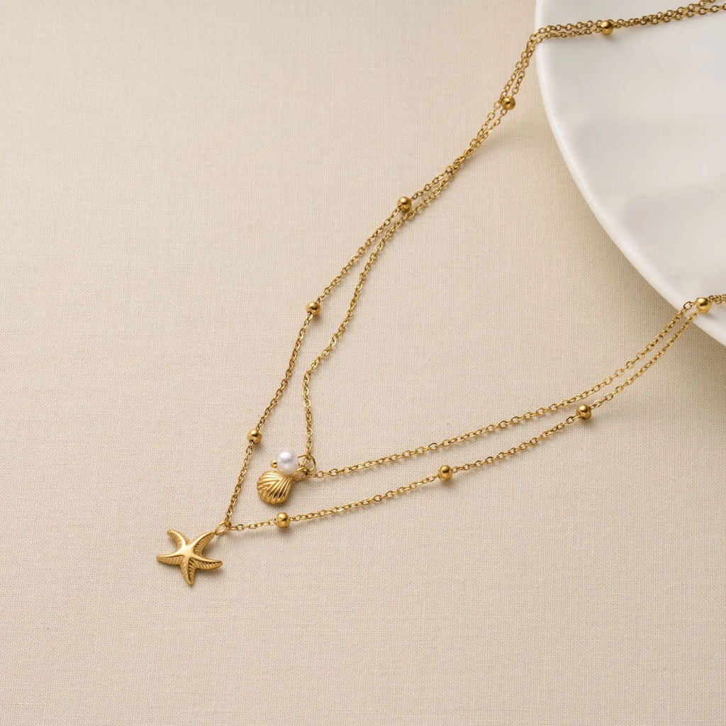 Beach Charm Layered Necklace
