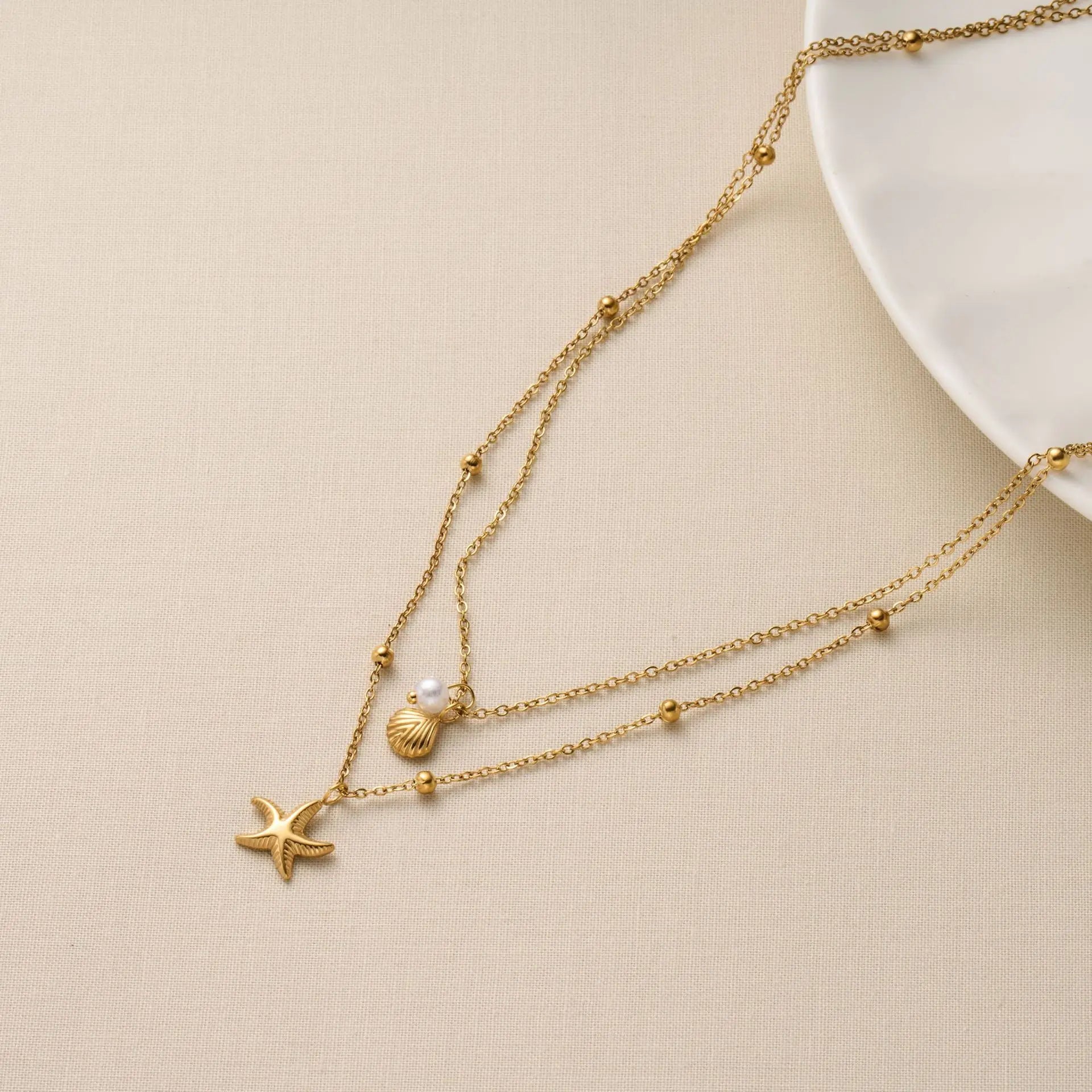 Beach Charm Layered Necklace