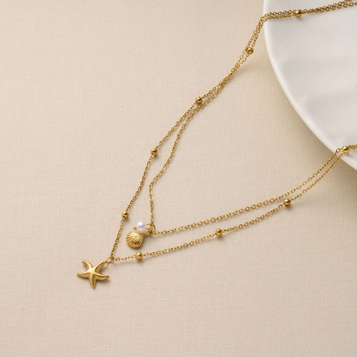 Beach Charm Layered Necklace