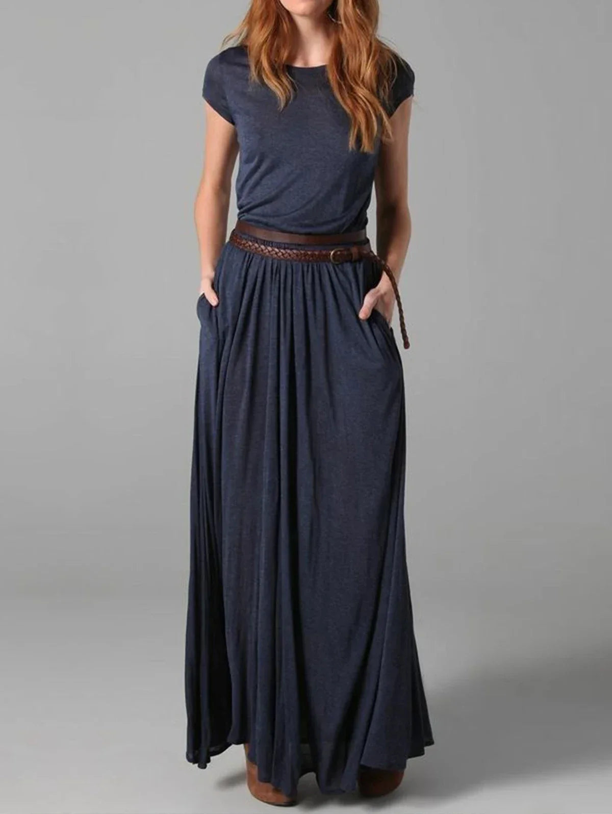 Casual Ruched Pocket Dress