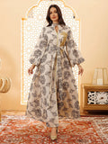 White Floral Embroidered Kaftan