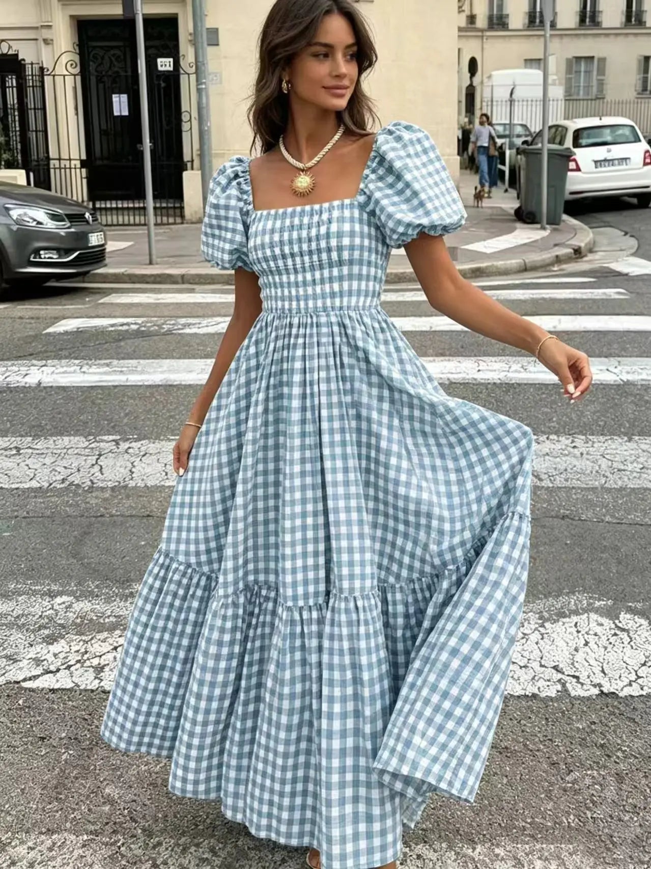 Casual Chic Gingham Maxi Dress