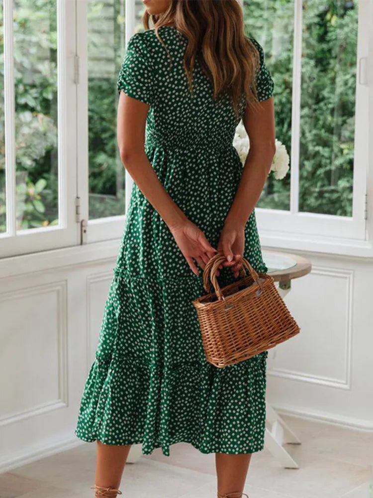 Square Neck Floral Maxi Dress