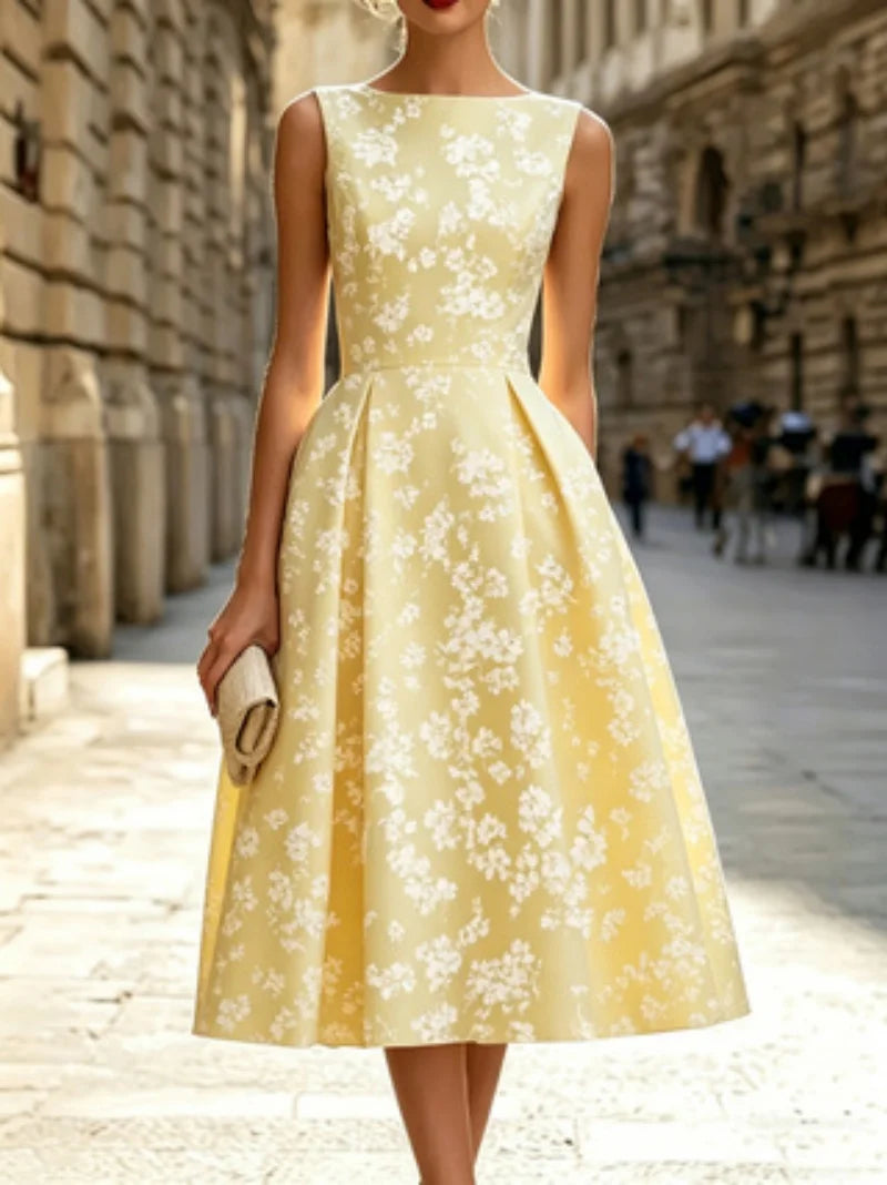 French-Inspired Floral Midi Dress