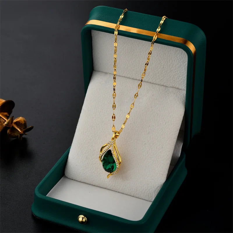 Elegant Green Crystal Necklace