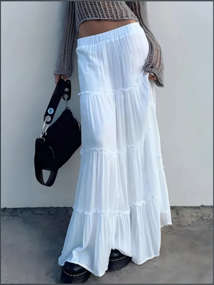 Solid Color Ruffle Skirt