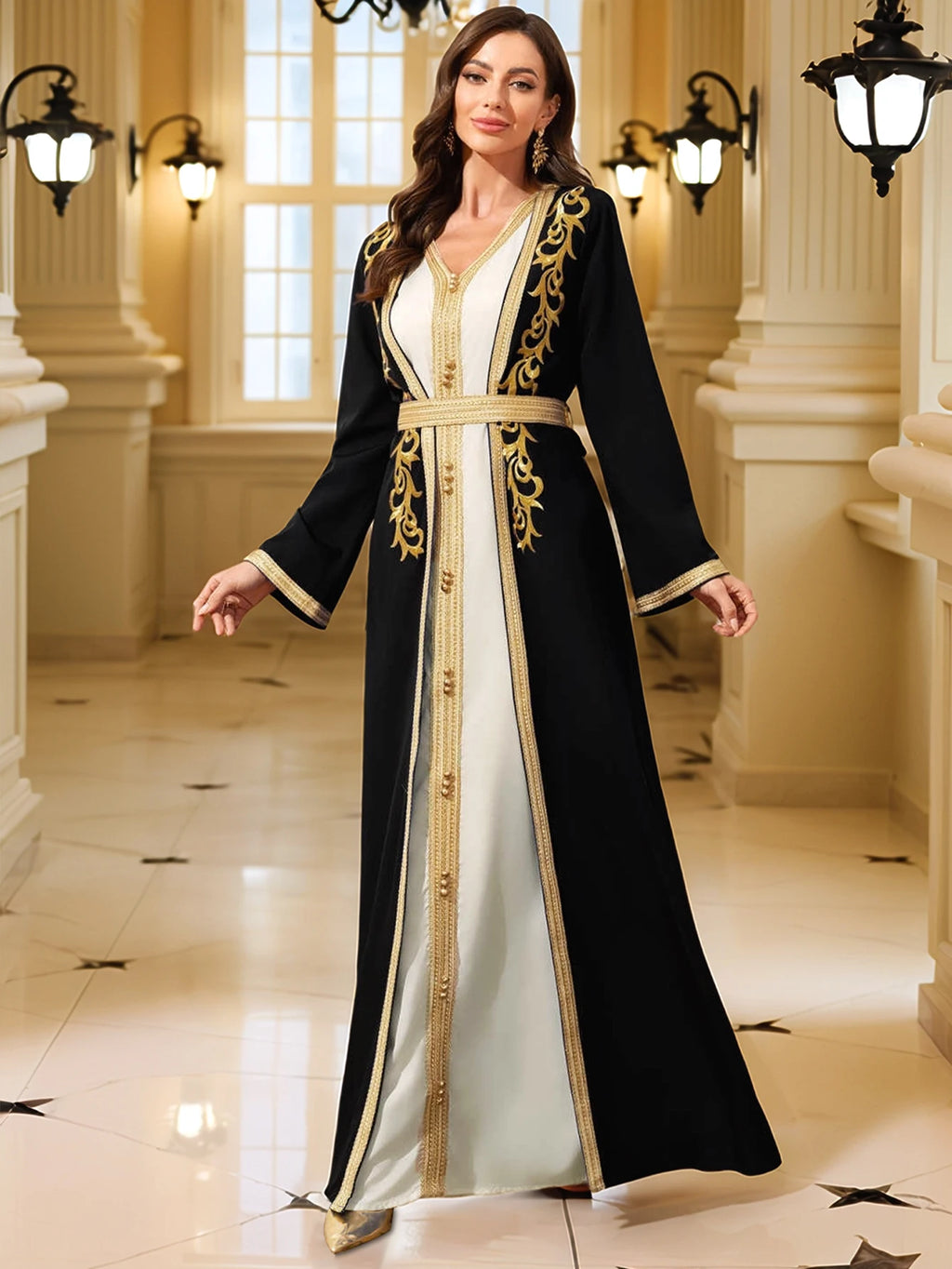 Gold Embroidered Islamic Maxi Dress