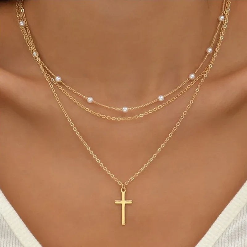 Cross & Heart Pendant Necklace
