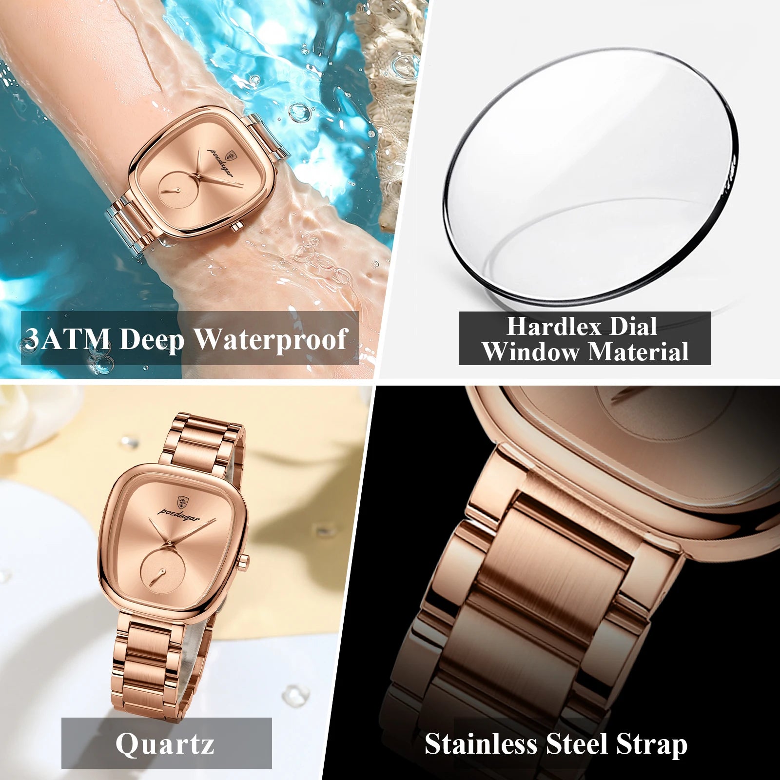 POEDAGAR Elegant Luxury Watch For Woman Waterproof Stainless Steel Women's Quartz Watches Simple High Quality Ladies Wristwatch