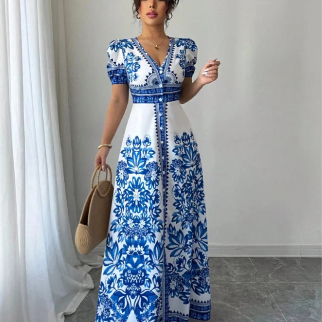 Women's Floral Button-Front Maxi Dress