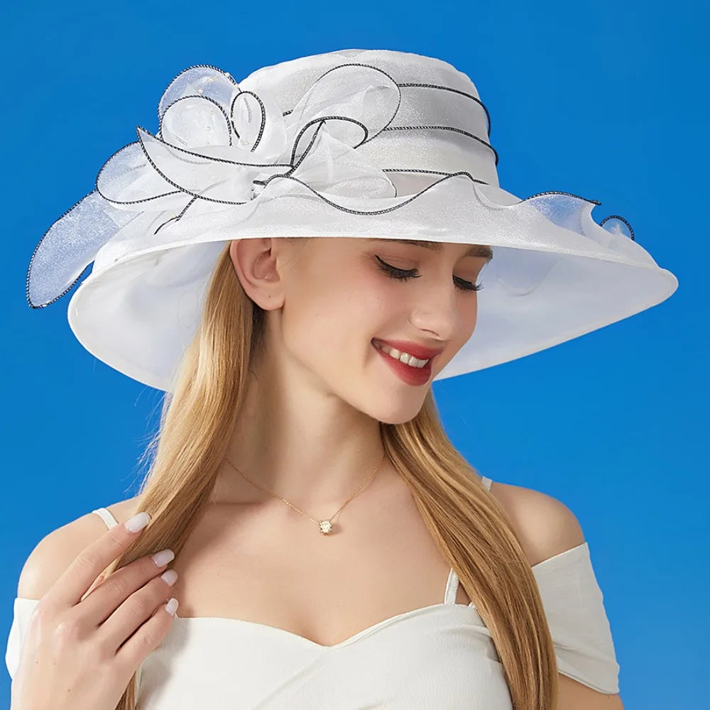 Solid Color Flowers Women Derby Hat