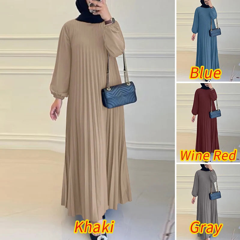 Women's Pleated Islamic Maxi Dress