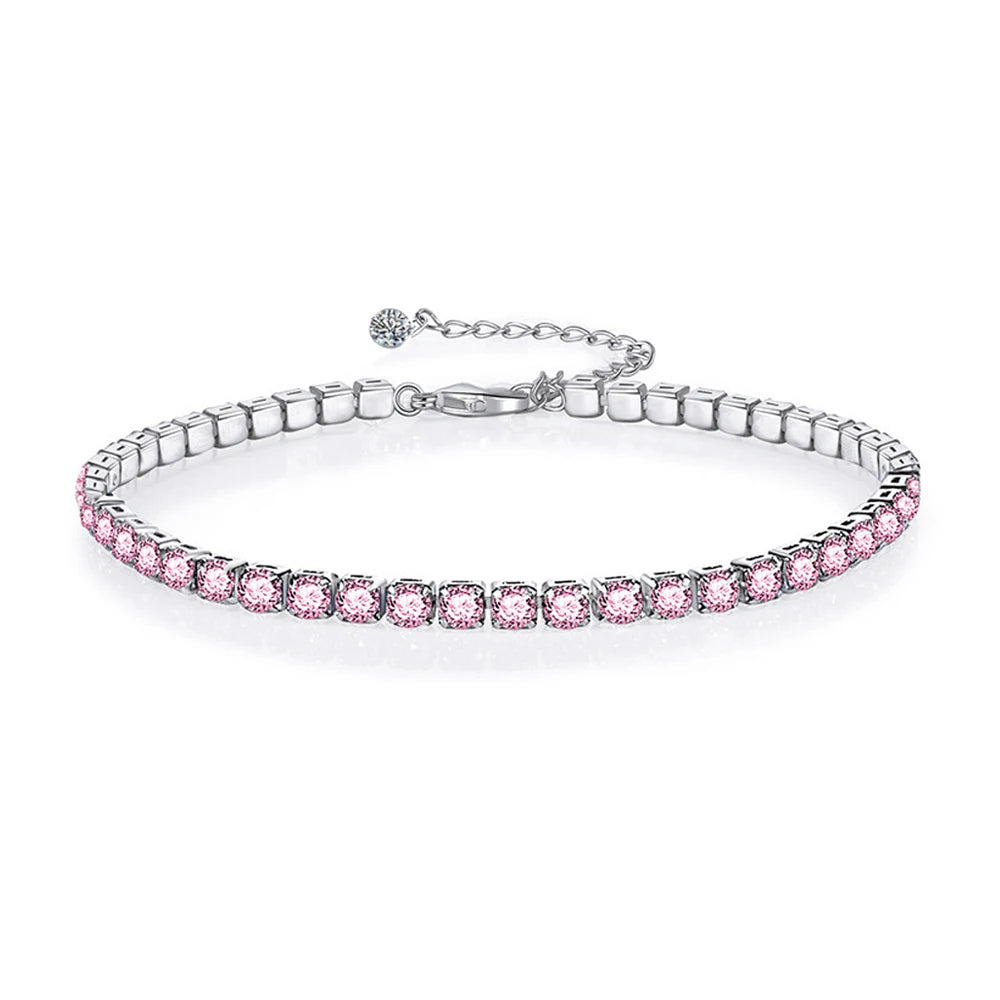Pink Cubic Zirconia Tennis Bracelet
