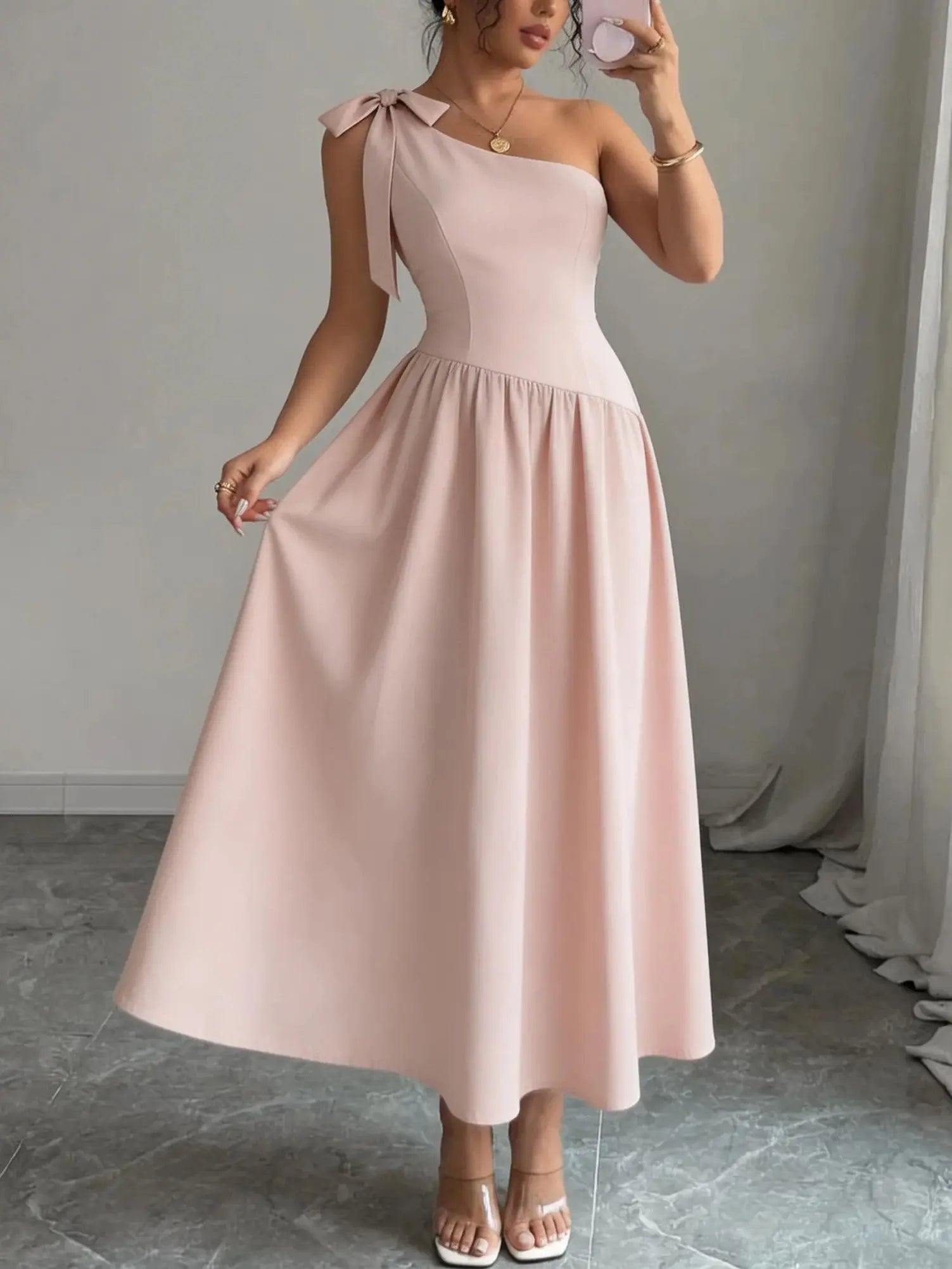 Asymmetric Bow Detail Dress