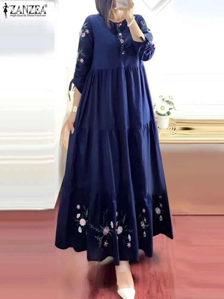 Women's Floral Abaya-Inspired Maxi Dress