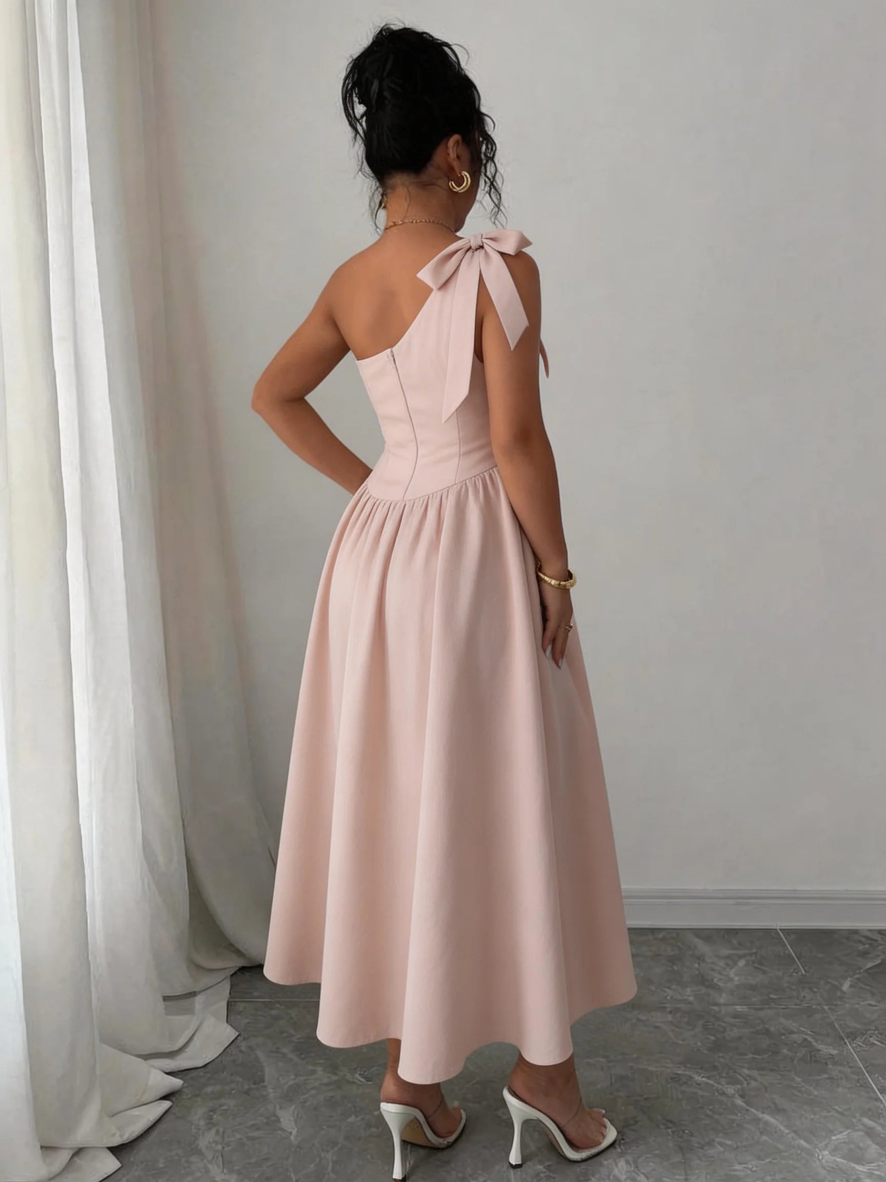 Asymmetric Bow Detail Dress